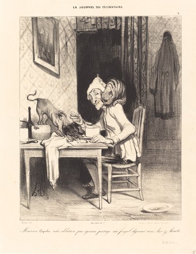 Monsieur Coquelet... condivide il suo... pranzo da Honoré Daumier