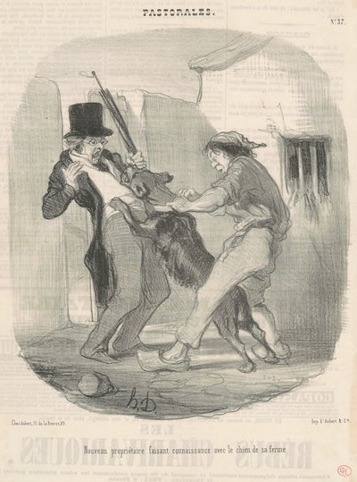 Nuovo proprietario che fa conoscenza con il cane ... da Honoré Daumier