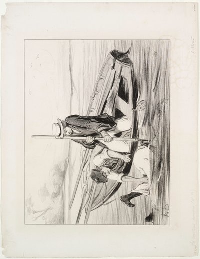 Barcaioli parigini, tavola 14: Uomo in mare, 1843 da Honoré Daumier