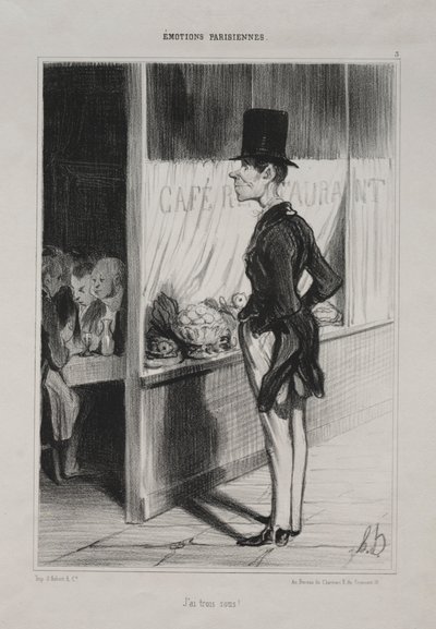 Emozioni parigine, tavola 3: Ho tre soldi! da Honoré Daumier