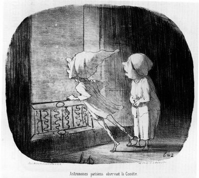Astronomi parigini che osservano la cometa, tratto da “Astronomia”, una serie di vignette sugli astronomi e la cometa di Honoré Daumier. “Charivari” da Honoré Daumier