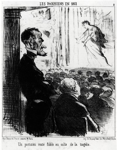 Parigini nel 1852: un parigino rimane fedele al culto delle tragedie (illustrazione di Honoré Daumier, pubblicata in Charivari, 26 gennaio 1852) da Honoré Daumier