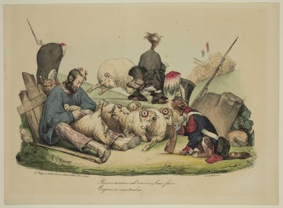 Pauvres moutons Ah! Vous avez beau faire...toujours on vous tondra da Honoré Daumier