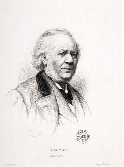 Ritratto di Honore Daumier (1808-1879), incisore, pittore e scultore francese. Incisione di Massard. Dim: 15x11,5cm. Museo Arbaud. da Honoré Daumier