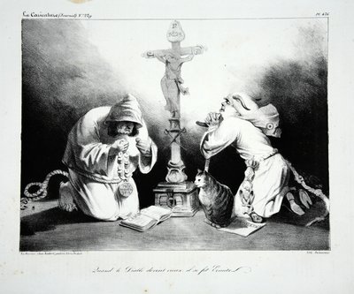 Quando il diavolo diventò vecchio, si fece eremita, pub. 1835 da Honoré Daumier
