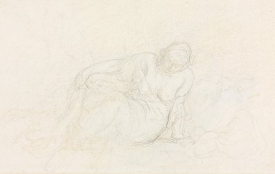 Donna reclinata appoggiata sul braccio verso, 1855-60 da Honoré Daumier