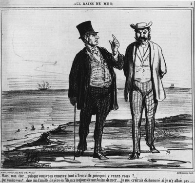 Bagni al mare: parigini su una spiaggia di Trouville da Honoré Daumier