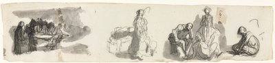 Foglio di studi con un gruppo di quattro figure a destra, schizzi di varie figure da Honoré Daumier