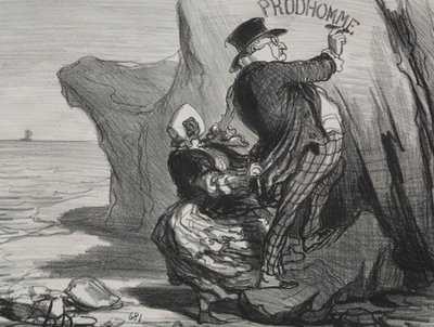 Il buon borghese (tavola 3): Voglio lasciare un monumento imperituro della nostra visita a questa scogliera... da Honoré Daumier