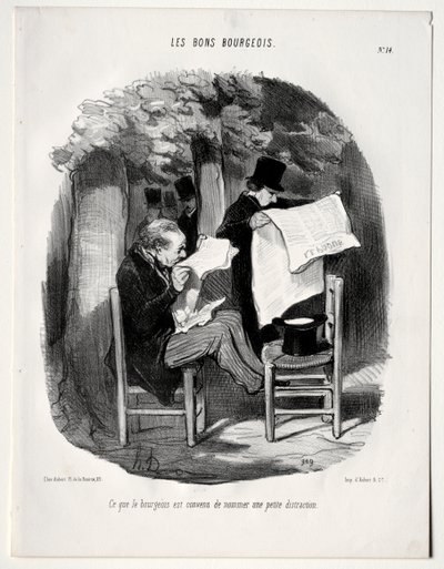 Il buon borghese, tavola 14: Cosa considerano una distrazione i borghesi, 1846 da Honoré Daumier
