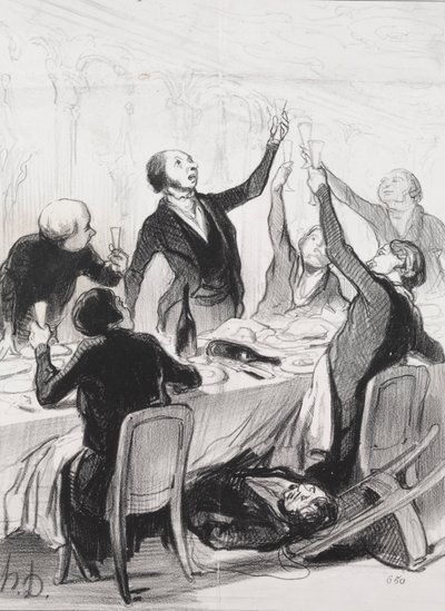 I filantropi del giorno, tavola 8: Un 43° brindisi...alla Società della Temperanza, 1844 da Honoré Daumier