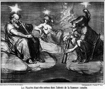 I pianeti stessi aspettano la famosa cometa, tratto da "Astronomia", caricatura di Honore Daumier (1808-1879). "Charivari" da Honoré Daumier