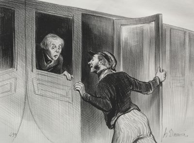 Le ferrovie, tavola 11: Il pericolo di dormire durante un viaggio da Honoré Daumier