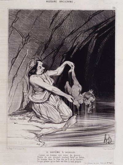 Il battesimo di Achille - in "Charivari" c.1840 - Honoré Daumier da Honoré Daumier