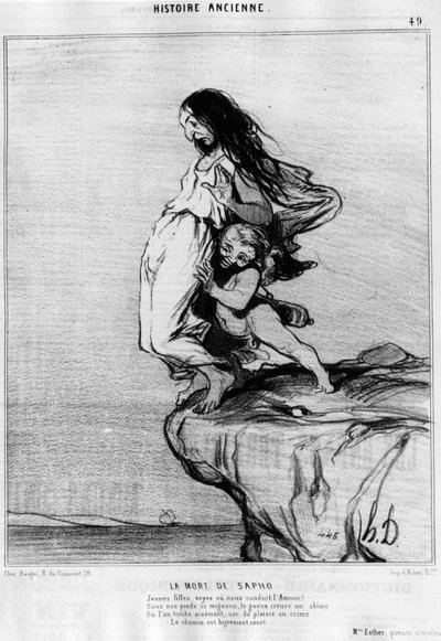 La morte di Saffo (Saffo). “Giovane donna, vedi o guidaci Amore! Sotto i nostri piedi così carini, il mendicante scava un abisso, o cadiamo facilmente; perché dal piacere al crimine la via è molto breve.” Serie de l