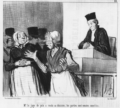 Il giudice di pace ha emesso la sua decisione, le parti dovrebbero essere riconciliate..., vignetta di Honoré Daumier. “Charivari” da Honoré Daumier
