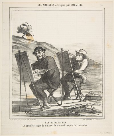 I pittori di paesaggi, il primo copia la natura, il secondo copia il primo, da..., 12 maggio 1865 da Honoré Daumier