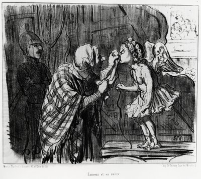 Schizzo teatrale: amore e madre (illustrazione di Honoré Daumier, pubblicata in Charivari, 19 dicembre 1853) da Honoré Daumier