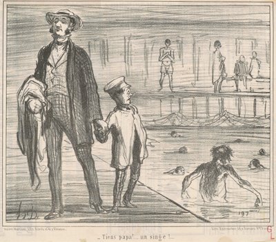 Tiens papa! ... un singe! ... da Honoré Daumier