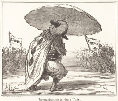 Un parasole in una posizione difficile da Honoré Daumier