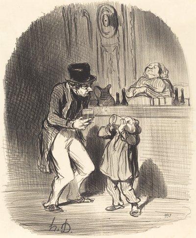 Un padre che fa succhiare a suo figlio... da Honoré Daumier