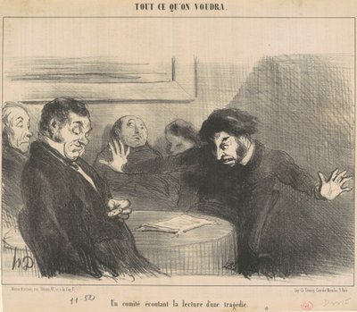 Un comitato che ascolta la lettura di una tragedia da Honoré Daumier