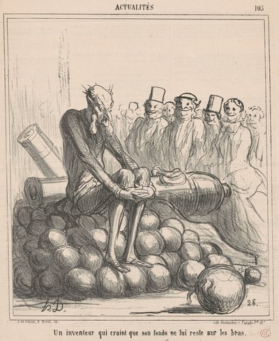 Un inventore che teme che il suo fondo non gli resti... da Honoré Daumier