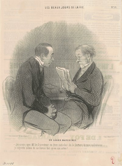 Un leggero manoscritto da Honoré Daumier