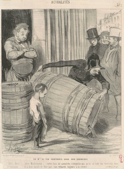 Un commerciante di vino contrariato nel suo commercio da Honoré Daumier