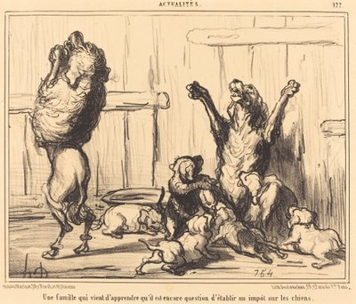 Una famiglia che ha appena appreso... una tassa sui cani da Honoré Daumier