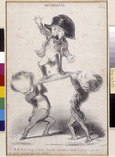 Victor Hugo ed Emile de Girardin che sostengono la candidatura di Napoleone Bonaparte. Caricatura di Honore Daumier (1808-1879) apparsa su "Le Charivari". Casa letteraria di Victor Hugo, Bievres da Honoré Daumier