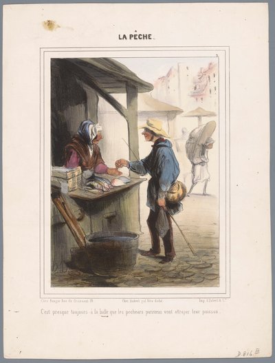 Pescatore compra pesce al mercato da Honoré Daumier