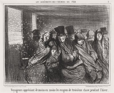 Viaggiatori che apprezzano sempre meno i vagoni di terza classe... da Honoré Daumier