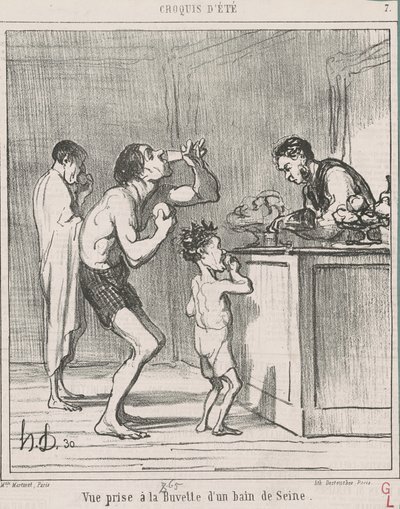 Vista presa alla buvette di un bagno da Honoré Daumier