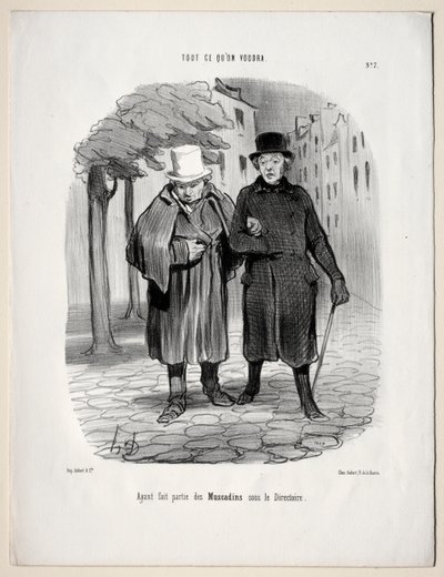 Quel che vuoi, tavola 7: Avendo preso la parte dei dandy sotto il Direttorio, 1847 da Honoré Daumier