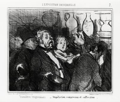 Esposizione mondiale: prime impressioni: stupore, compressione e soffocamento. Illustrazione di Honore Daumier, pubblicata in 