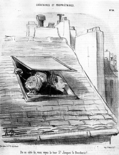 da questo lato, vedi la Torre di San Giacomo la Boucherie!... , tratto da “Tenants et Owners”, serie di cartoni animati di Honore Daumier (1808-1879). “Charivari” da Honoré Daumier