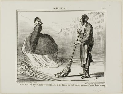 "Mi dispiacerebbe se un giorno questo modo di fare passasse di moda... queste signore fanno metà del mio lavoro!", targhetta 438 di Actualités da Honoré Victorin Daumier