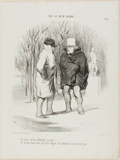 "- Fa freddo, signor Galimard, fa freddo!... - Permettetemi di dire che a 8 gradi i fiumi e i nasi sono ghiacciati...", piatto 39 da Tout Ce Qu