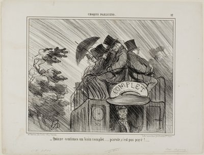"- Solo 15 centesimi per un bagno completo.... che affare!", lastra 12 da Croquis Parisiens da Honoré Victorin Daumier