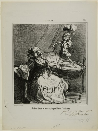 "Per quanto lo culli, è impossibile farlo addormentare", targa 105 di Actualités da Honoré Victorin Daumier
