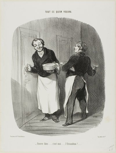 "- Aprite..... sono io.... lo stufato di vitello!", piatto 17 da Tout Ce Qu