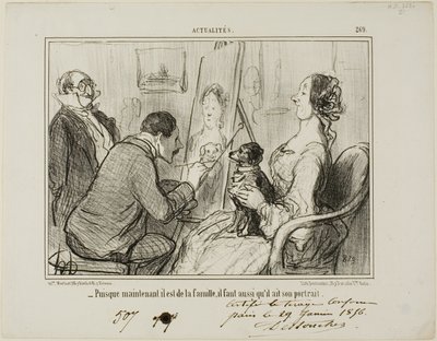 "Poiché ormai fa parte della famiglia, deve farsi ritrarre anche lui", tavola 269 da Actualités da Honoré Victorin Daumier
