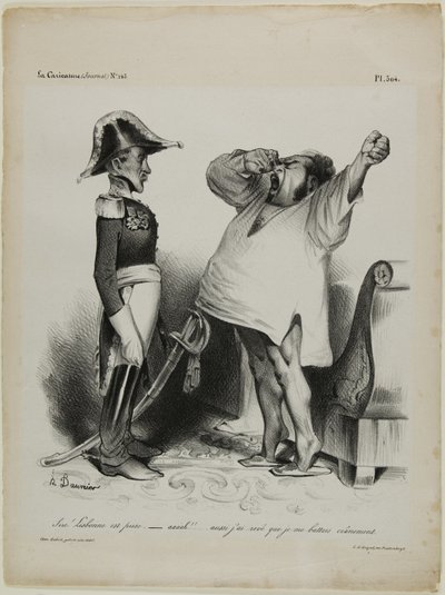 "Sire! Lisbona è stata conquistata. - aaaah!!... e ho sognato di aver combattuto con coraggio!", piatto 304 da Honoré Victorin Daumier