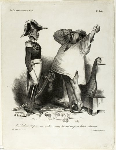 "Sire! Lisbona è stata conquistata. - aaaah!!... e ho sognato di aver combattuto con coraggio!", piatto 304 da Honoré Victorin Daumier