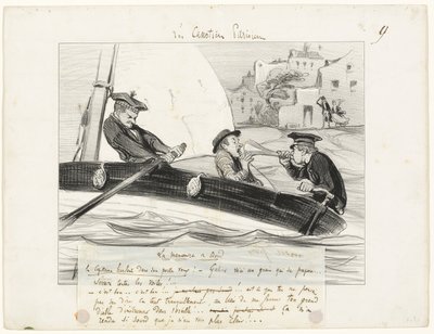 Una manovra in barca, tavola nove di Les Canotiers Parisiens da Honoré Victorin Daumier