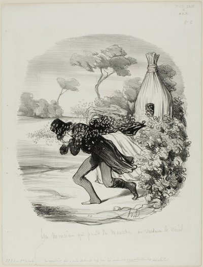 Un gentiluomo che volle studiare troppo da vicino le abitudini delle api, tavola 6 da Pastorales da Honoré Victorin Daumier