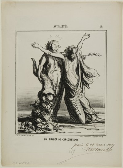 Un bacio di circostanza, piatto 50 di Actualités da Honoré Victorin Daumier