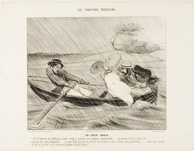 Un leggero temporale (Un leger grain), tavola 8 da I canoisti parigini (Les canotiers Parisiens) da Honoré Victorin Daumier