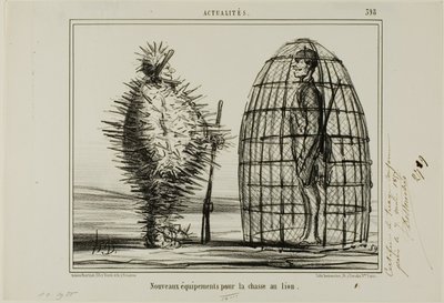 Un nuovo abito per la caccia al leone, piatto 395 di Actualités da Honoré Victorin Daumier
